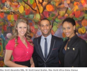 Miss World Alexandria Mills was joined by Mr World Kamal Ibrahim and Miss World Africa Emma Wareus a fundraising weekend.